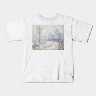 L'entree de Giverny Sous la Neige by Claude Monet Kids T-Shirt